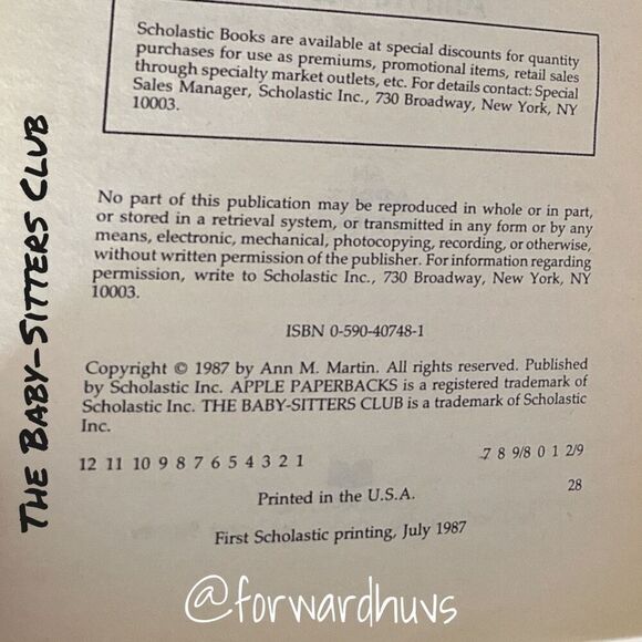 Bundle 3 for $15 | Baby-Sitters Club | Ann M. Martin | Book #6 | 1987 POOR CONDI - Picture 10 of 11